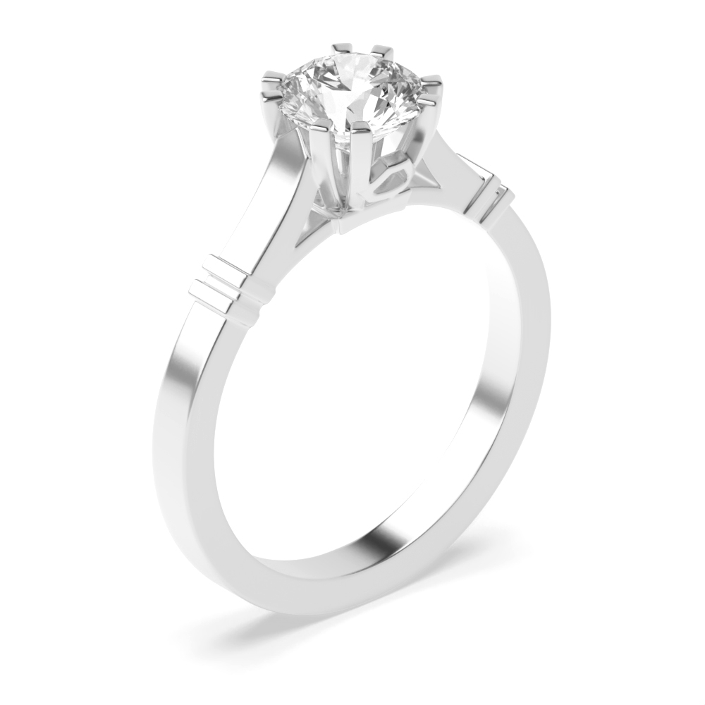 Round 8 Claws Thick Shoulder Solitaire Moissanite Engagement Rings