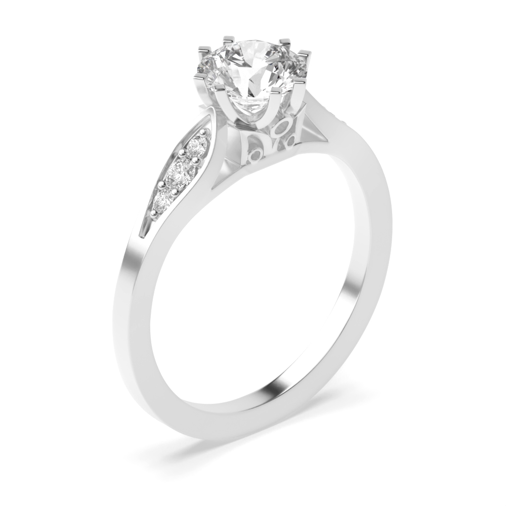 Round Unique 8 Claw Solitaire Diamond Engagement Rings