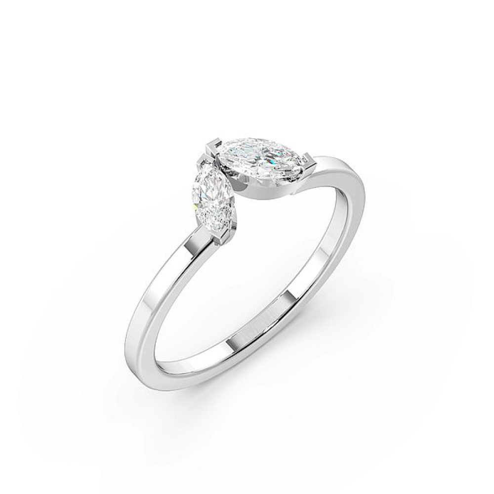 Marquise 4 Prong Elegant Two Stone Lab Grown Diamond Ring