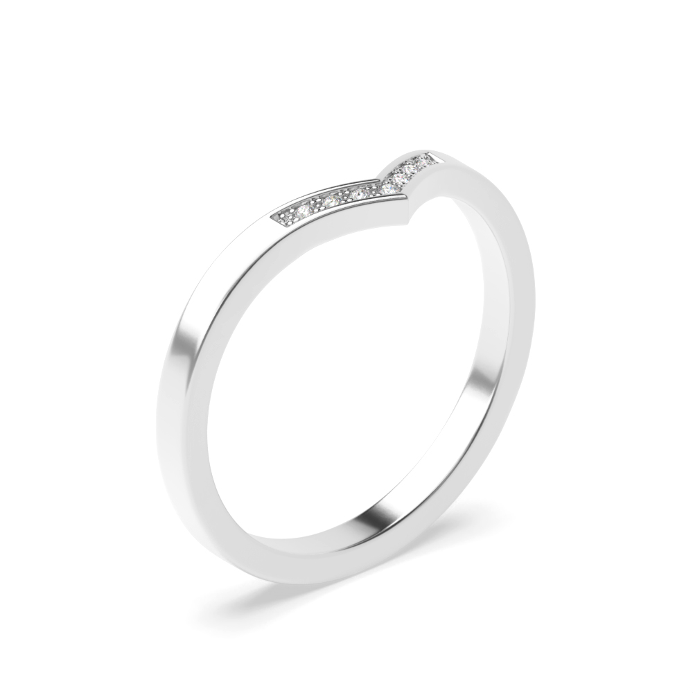 Pave Setting Wishbone Half Eternity Diamond Wedding Rings