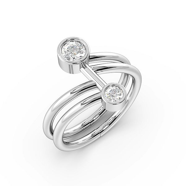 Round Bezel Setting Two Diamond Designer Diamond Ring