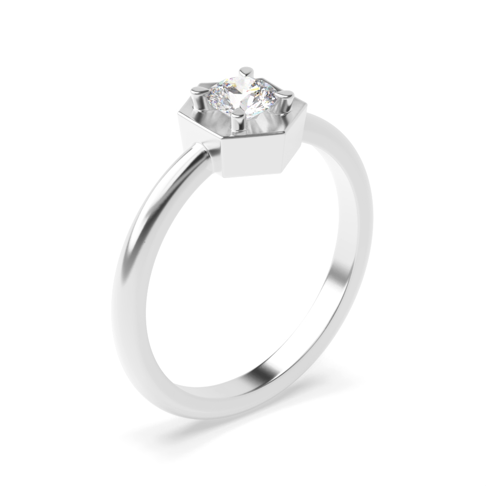 Octagan Shaped Minimalist Solitaire Diamond Engagement Rings