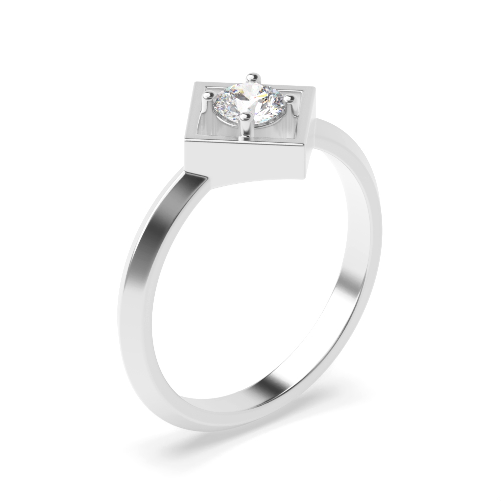 Open Square Minimalist Solitaire Diamond Engagement Rings