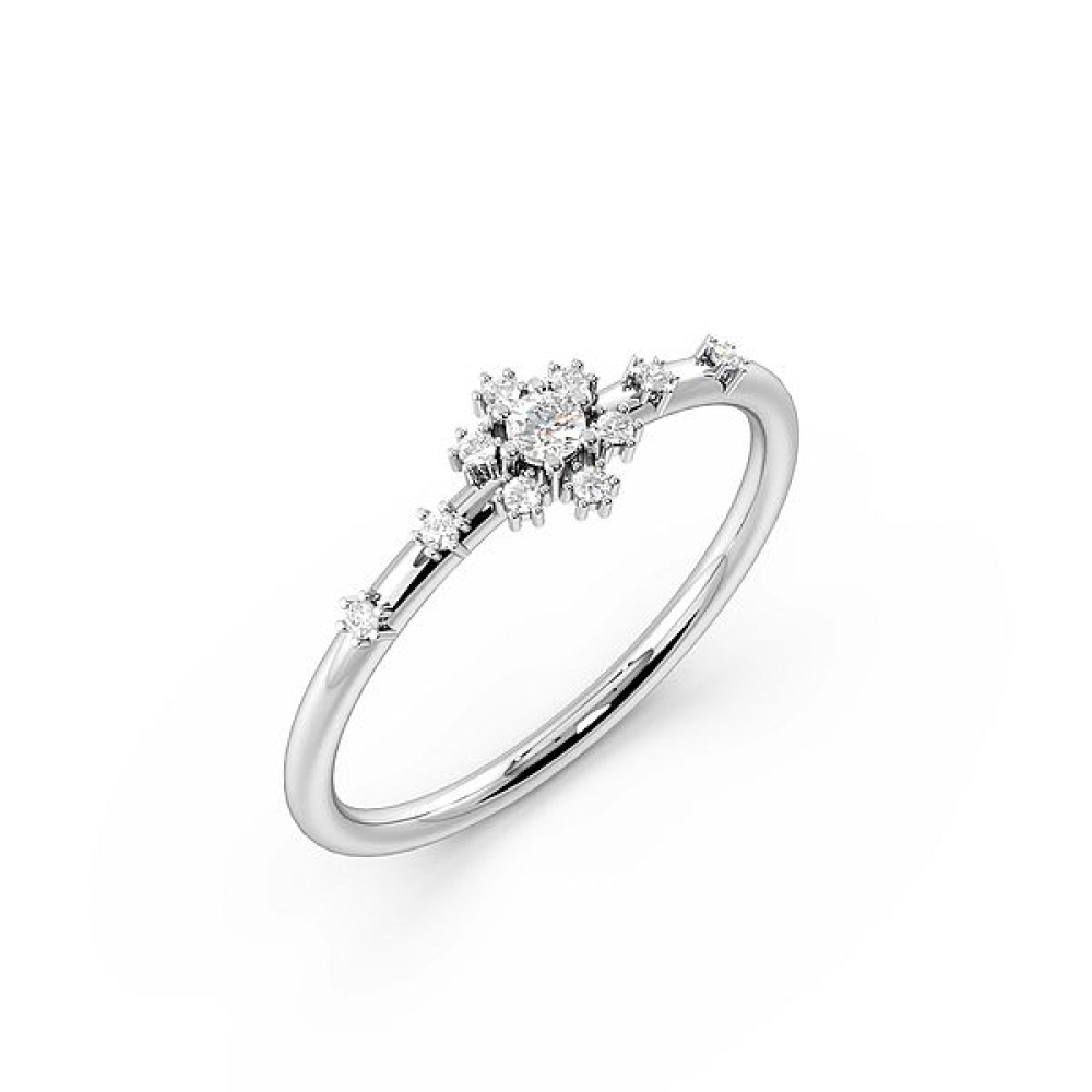 Buy Round 4 Prong Minimalist Halo Designer Diamond Ring - Abelini