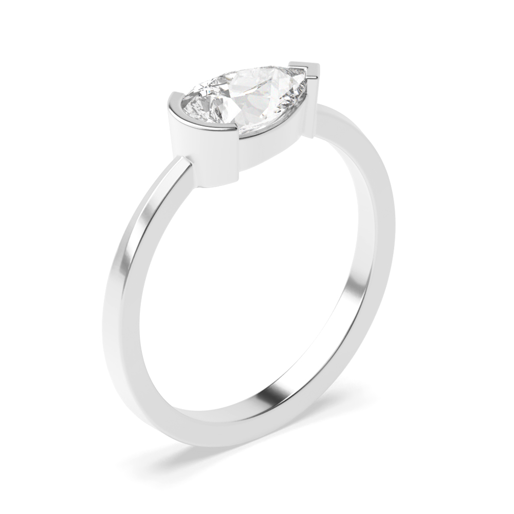 Vertical Pear Shape Solitaire Moissanite Engagement Rings