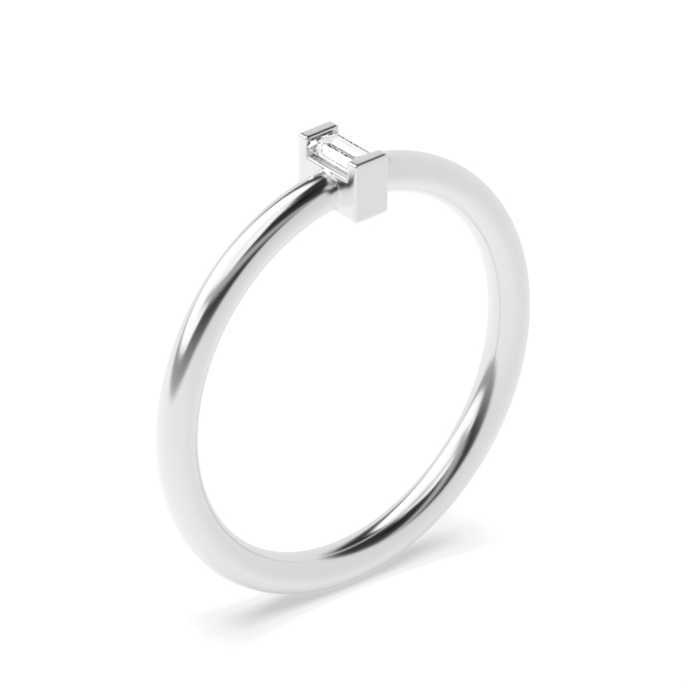 Baguette Channel Setting Vertical Minimalist Solitaire Ring