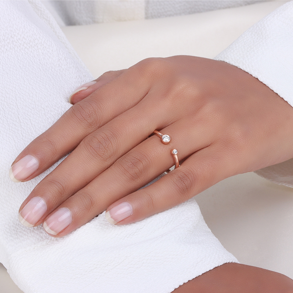 Bezel Setting Round Platinum Open ended Promise Diamond Rings