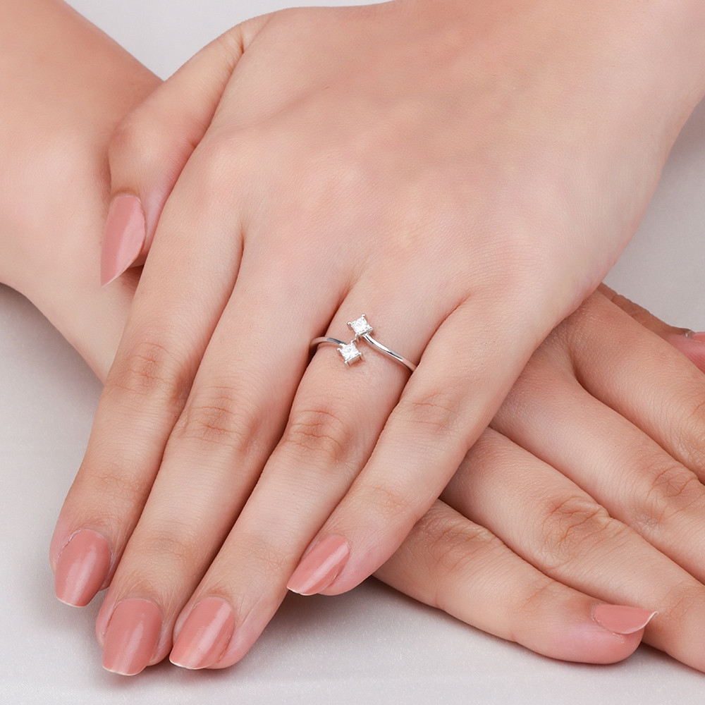 4 Prong Princess Two Minimalist Engagement Ring