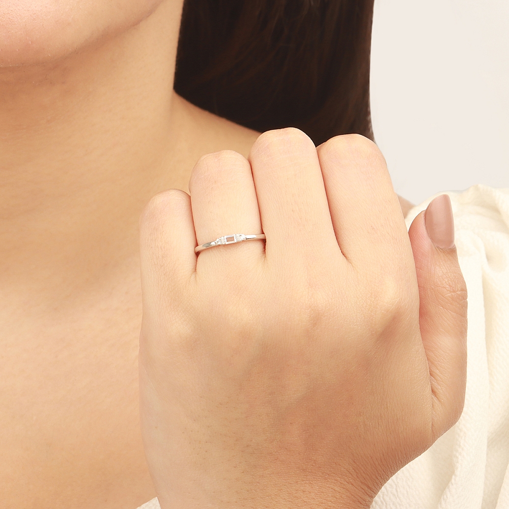 Baguette Channel set milligrain Minimalist Engagement Rings