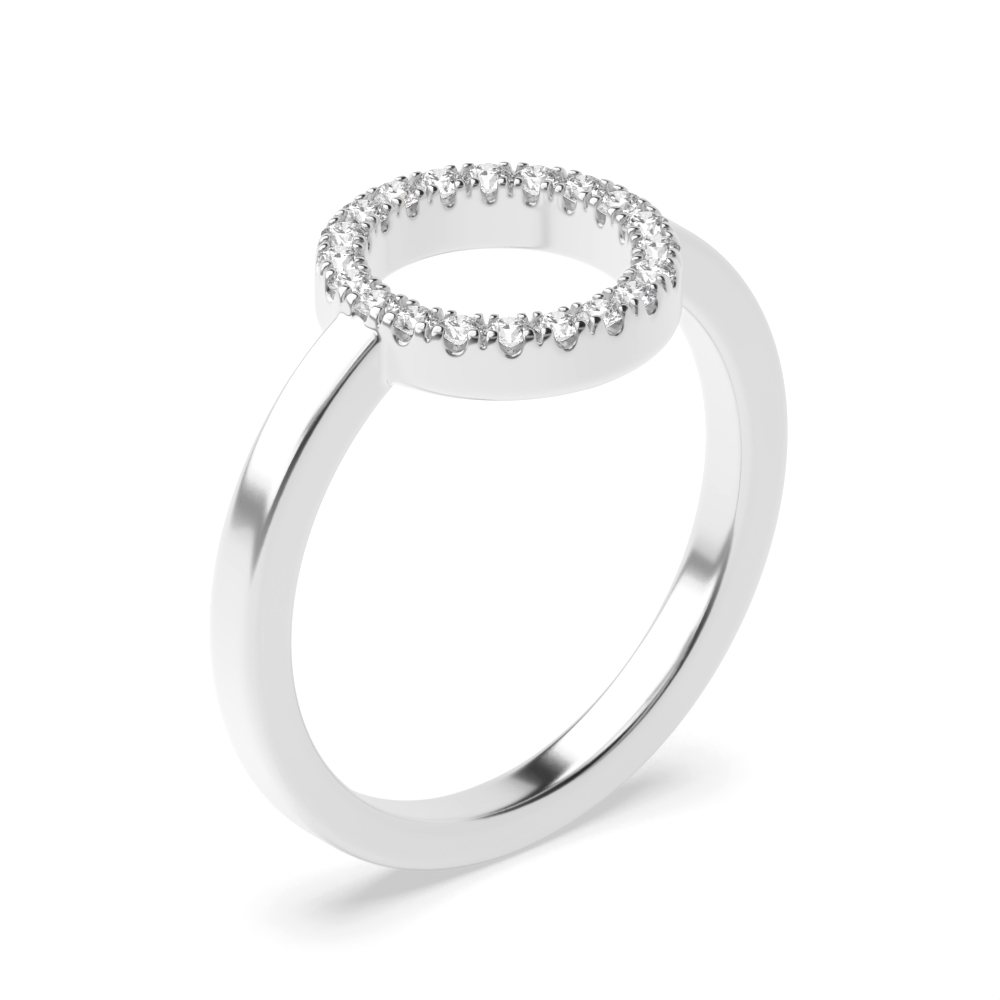 Round Pave Setting Open Circle Designer Diamond Ring