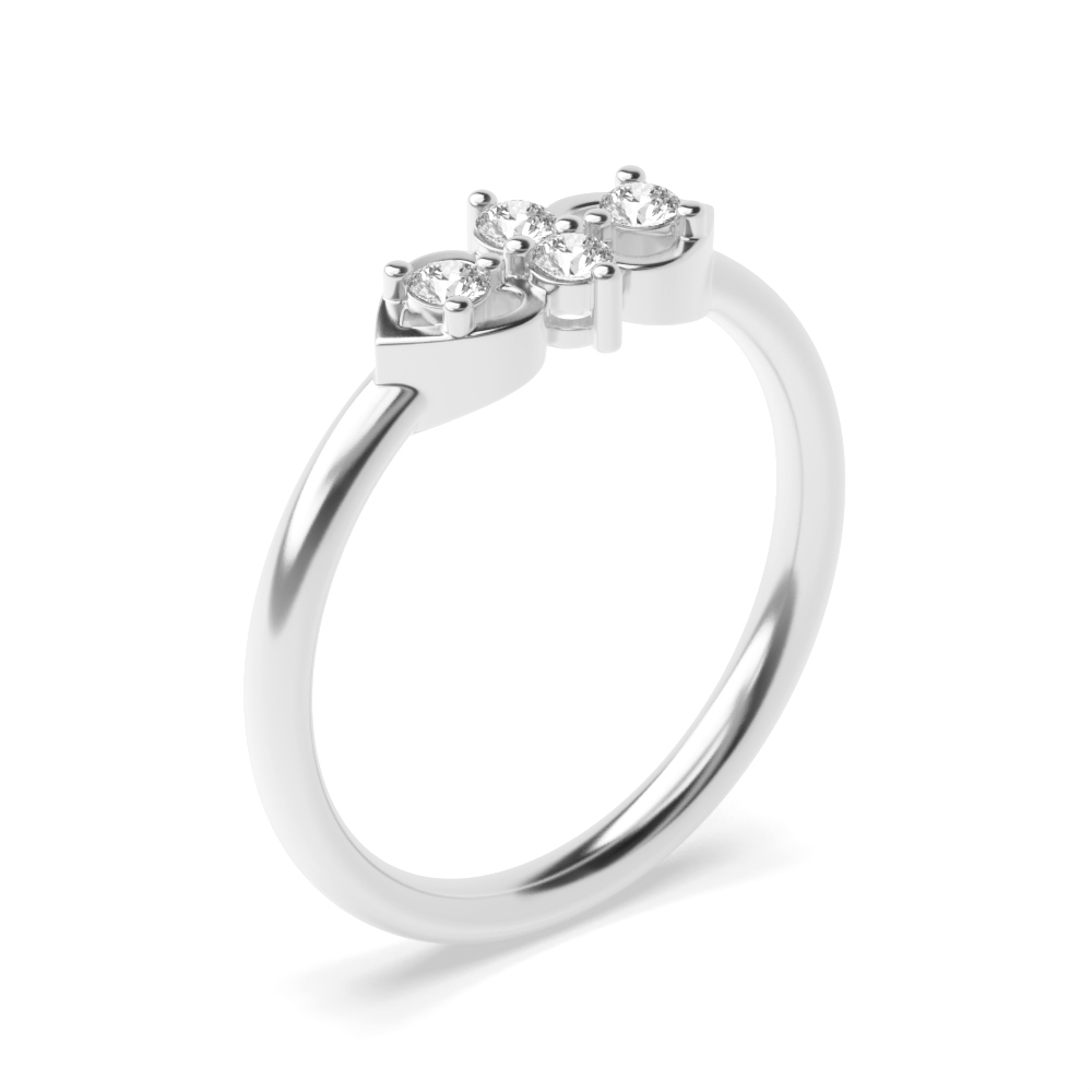 Pave Setting Two Heart Minimalist Designer Moissanite Ring
