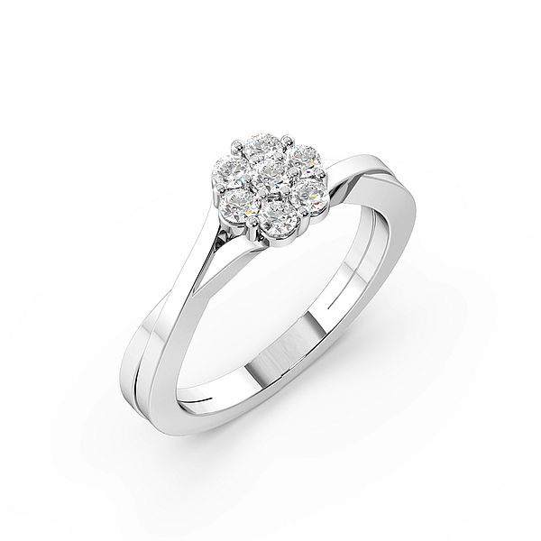 Classic Cluster Cross Over Side Stone Diamond Engagement Rings
