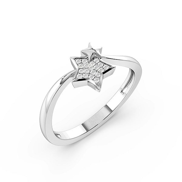 Buy Round Pave Setting Two Star Designer Diamond Ring - Abelini