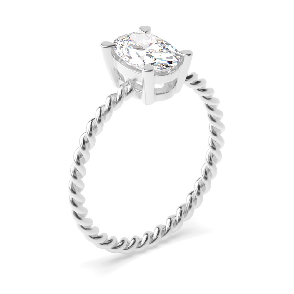 Oval 4 Prong Rope Band Solitaire Lab Grown Diamond Engagement Rings