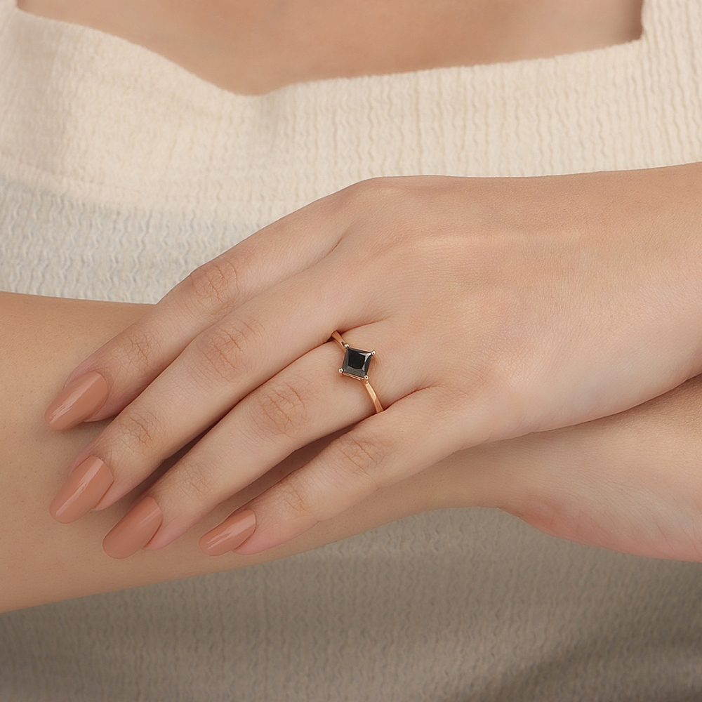 4 Prong Princess N-w-e-s Black Diamond Solitaire Engagement Rings