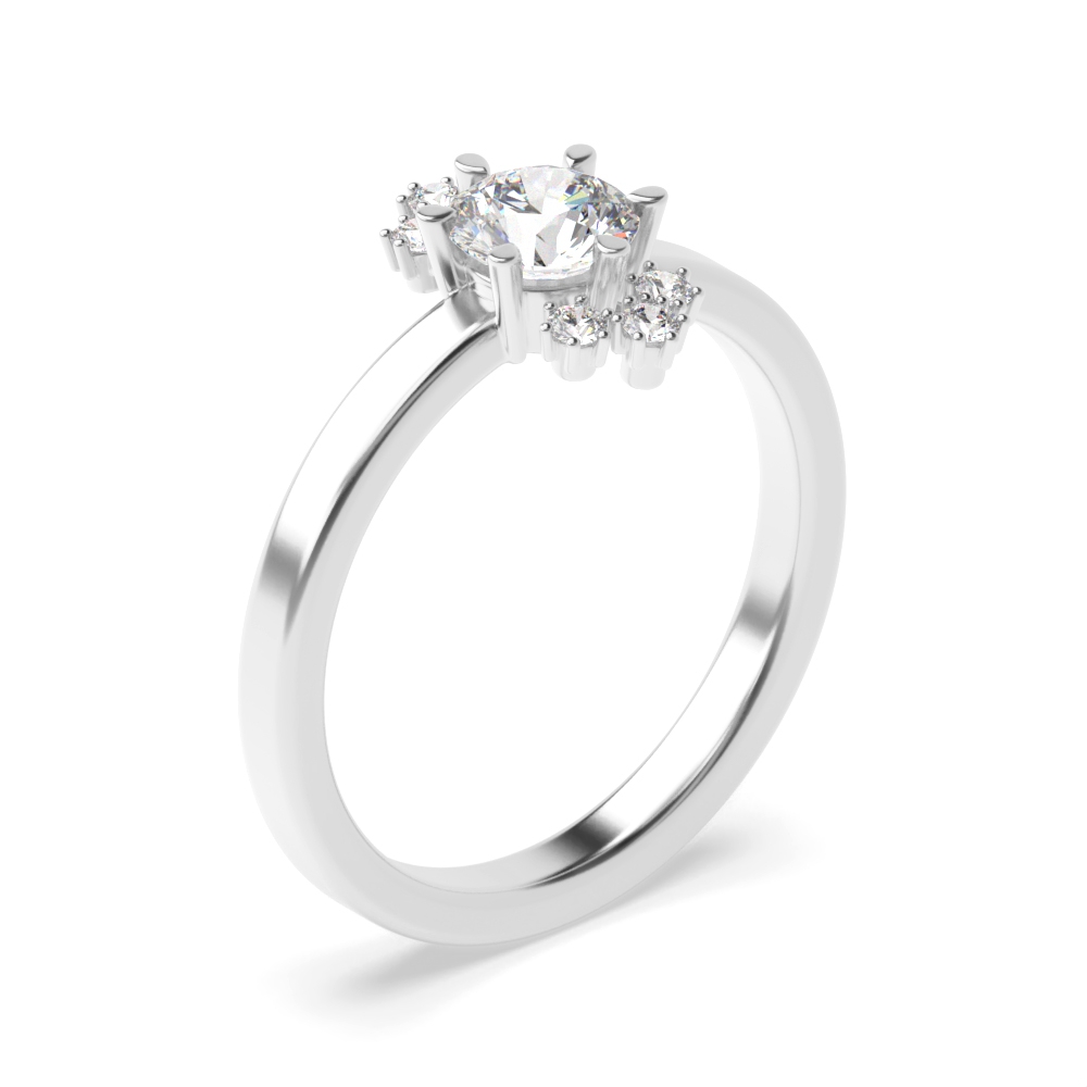 Pave Setting Cluster Minimalist Solitaire Diamond Engagement Rings