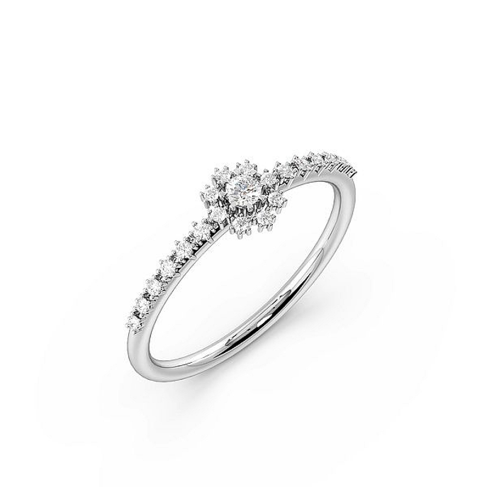 Minimalist Flower Cluster Halo Diamond Engagement Rings