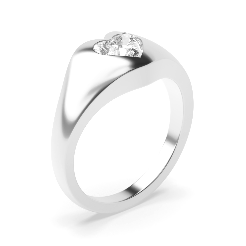 Heart Shape Flush Setting Solitaire Moissanite Engagement Ring