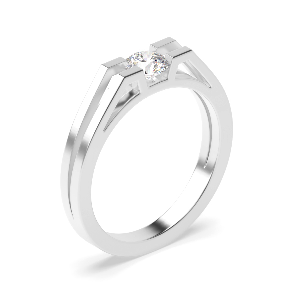 Channel Set 2 Rows Solitaire Diamond Engagement Ring