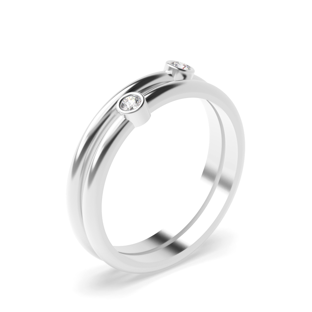 Bezel Setting 2 Stone Designer Moissanite Rings (4.9mm)