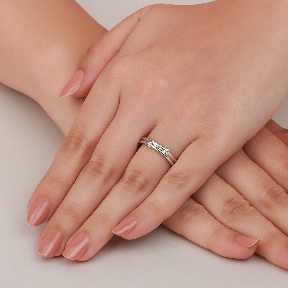 Bezel Setting Round Rose Gold two stone Two Stone Diamond Ring