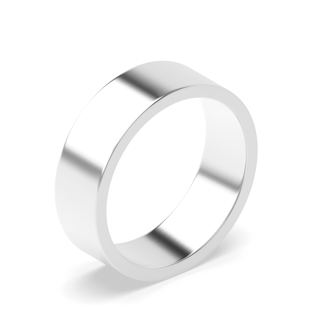 Flat Profile plain men wedding bands (3.0 - 6.0mm)