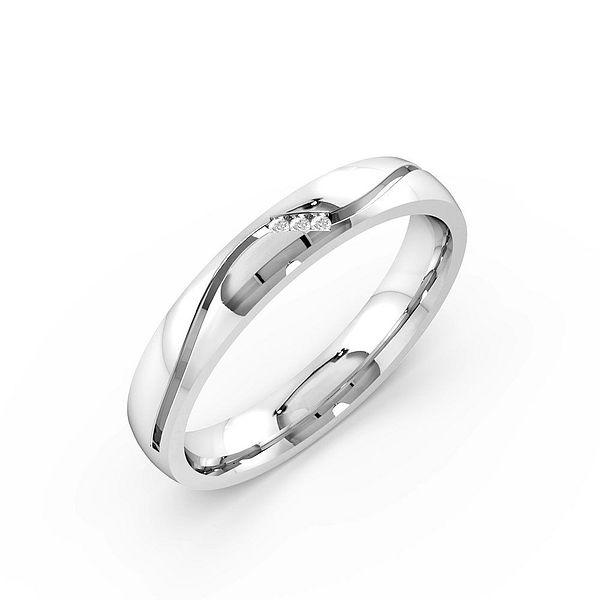 Pave Setting Wavy Diamond Set Wedding Rings (3.0mm)