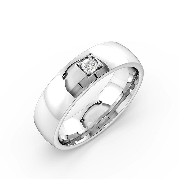 Pave Setting Single Diamond Mens Wedding Rings (5.0mm)