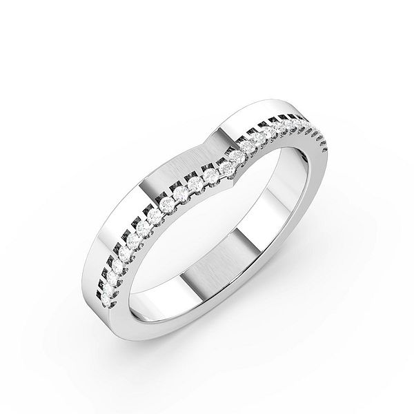 Pave Setting Wishbone Womens Diamond Wedding Rings (3.0mm)