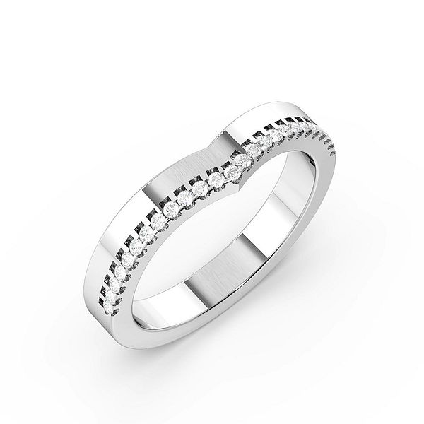 Pave Setting Wishbone Womens Lab Grown Diamond Wedding Rings (3.0Mm)