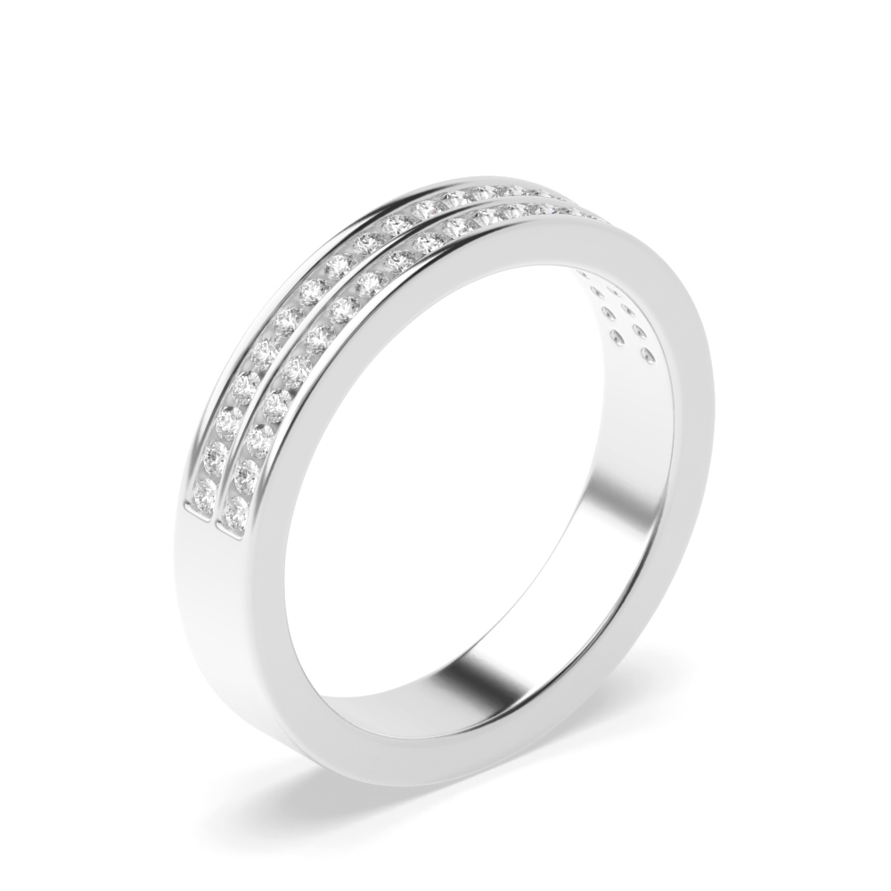 Channel Set 2 Rows Half Eternity Moissanite Rings (4mm)