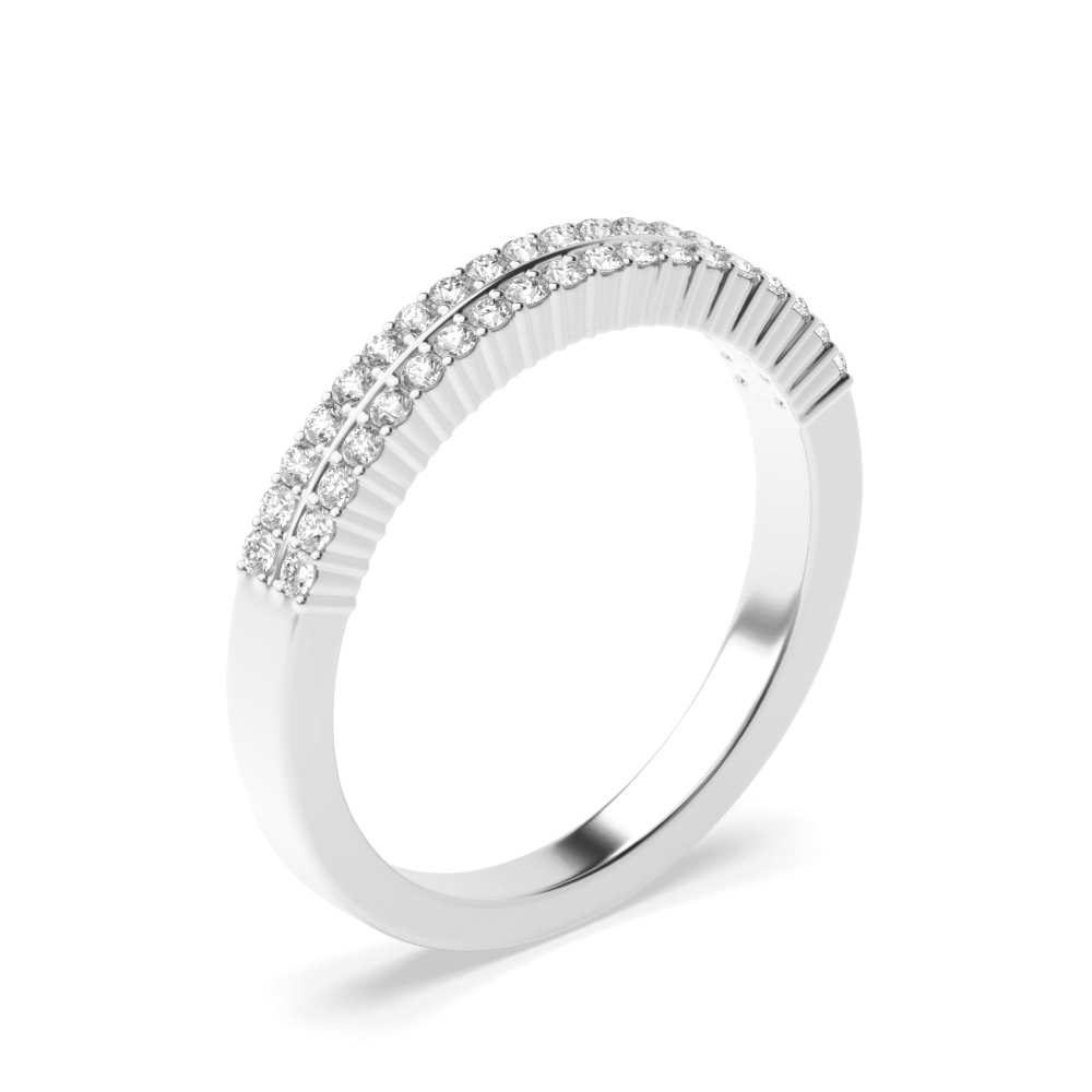 Round Cut 2 Rows Half Eternity Lab Grown Diamond Rings (3mm)