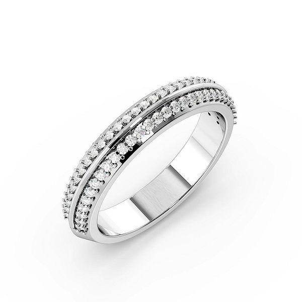 Pave Setting 2 Rows Womens Diamond Wedding Rings (3.4Mm)