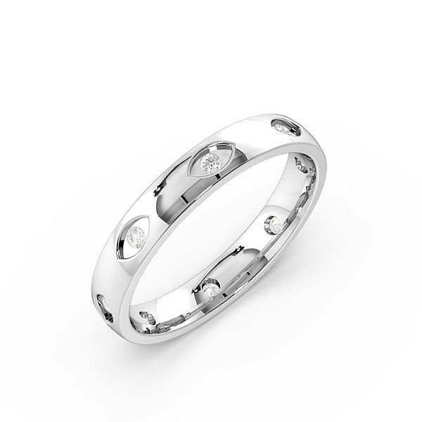 Flush Set Marquise Shape Womens Diamond Wedding Rings (3.0mm)
