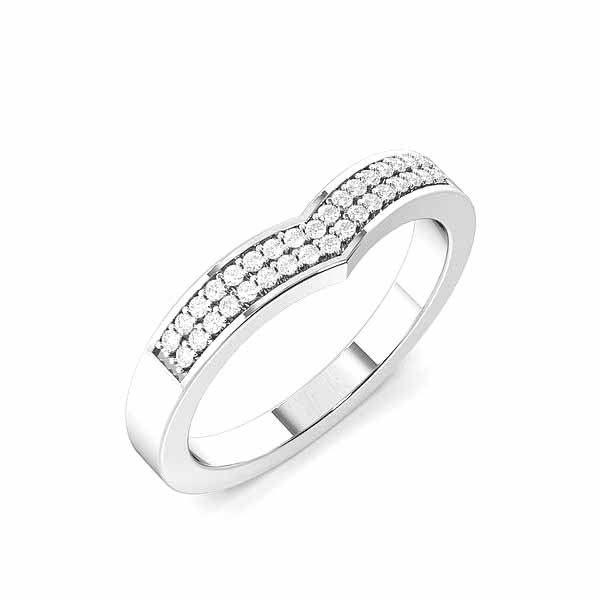 Flush Set 2 Rows Wishbone Womens Moissanite Wedding Rings (4.4Mm)