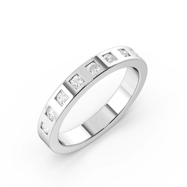 Flush Setting Square Slot Womens Diamond Wedding Rings (3.0mm)