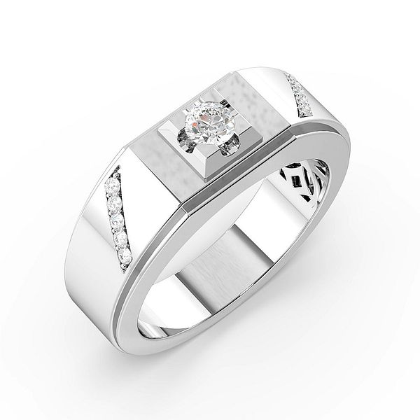 Buy Round Cut Single Lab Grown Diamond Mens Lab Grown Diamond Rings (7.9Mm) - Abelini