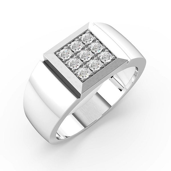 Pave Setting Square Cluster Mens Diamond Rings (10mm)