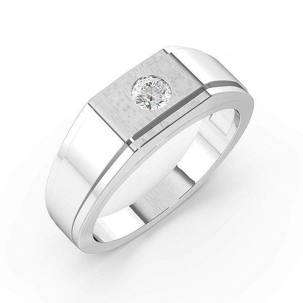 Flush Setting Single Diamond Mens Diamond Rings (7.2mm)