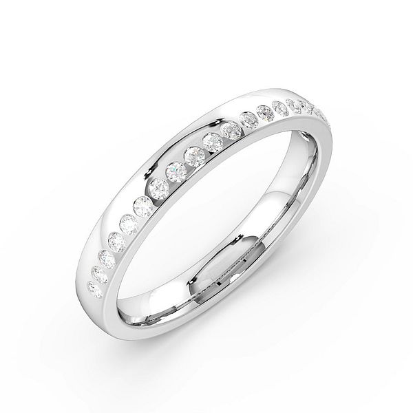 Flush Setting Diamond on Side Womens Wedding Rings (3.0mm)