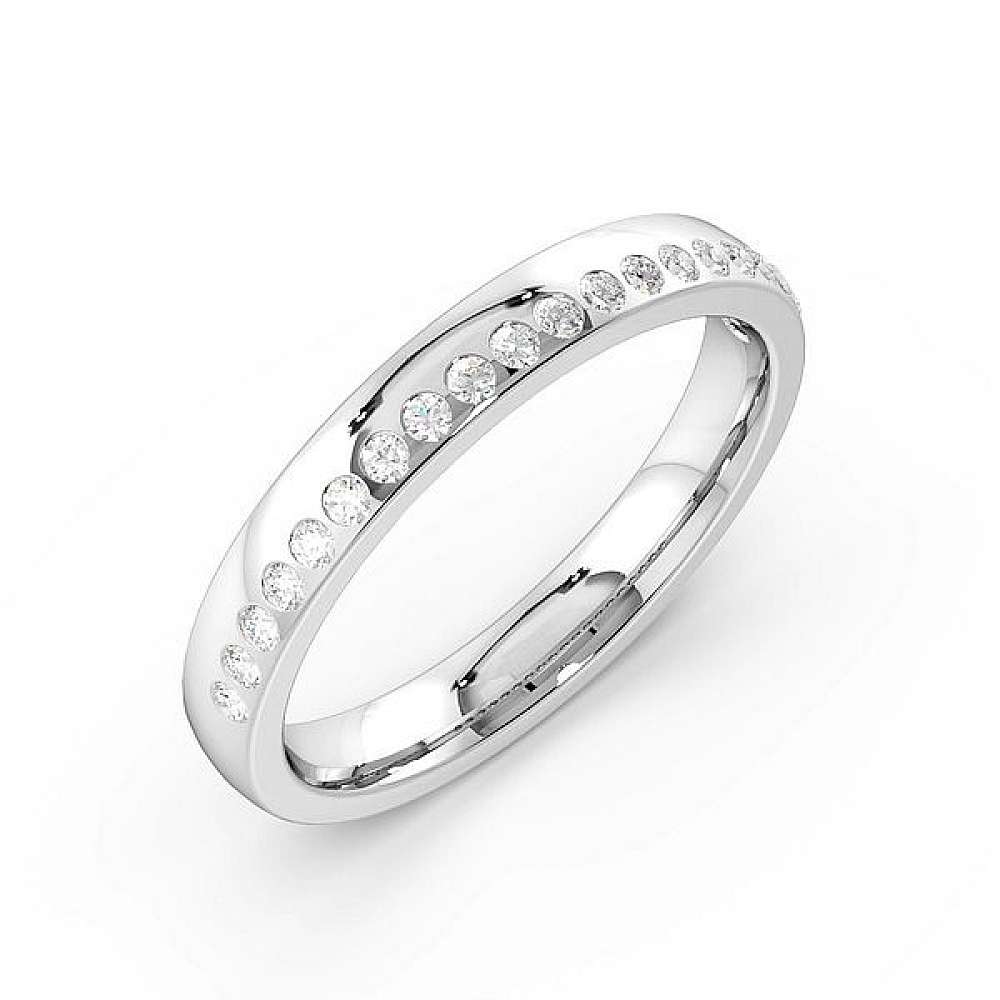 Flush Setting Lab Grown Diamond on Side Womens Wedding Rings (3.0mm)