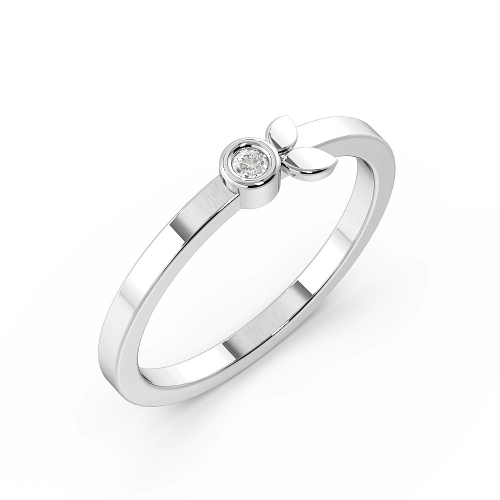 Bezel Setting Lab Grown Diamond Leaf Band Designer Lab Grown Diamond Rings (4.2Mm)