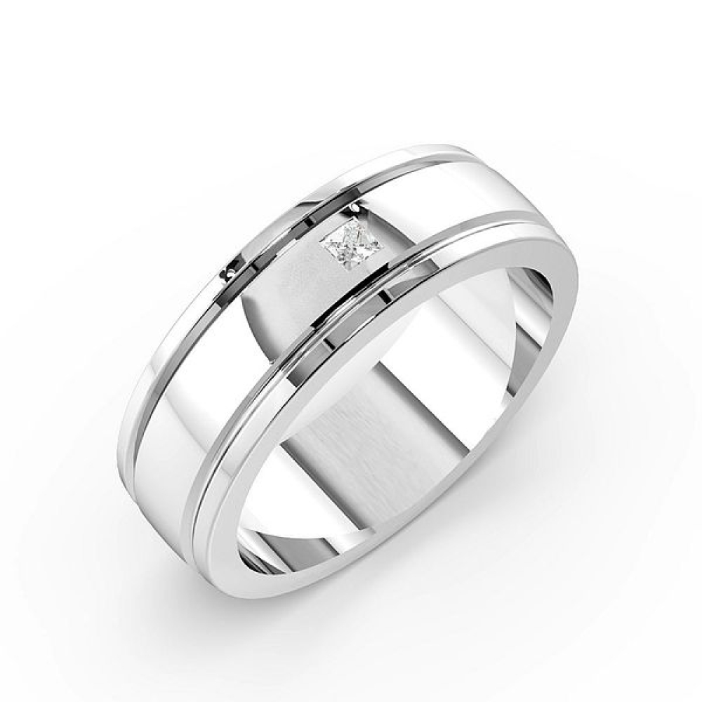 Flush Setting Twin Channel Mens Lab Grown Diamond Wedding Rings (6.0mm)