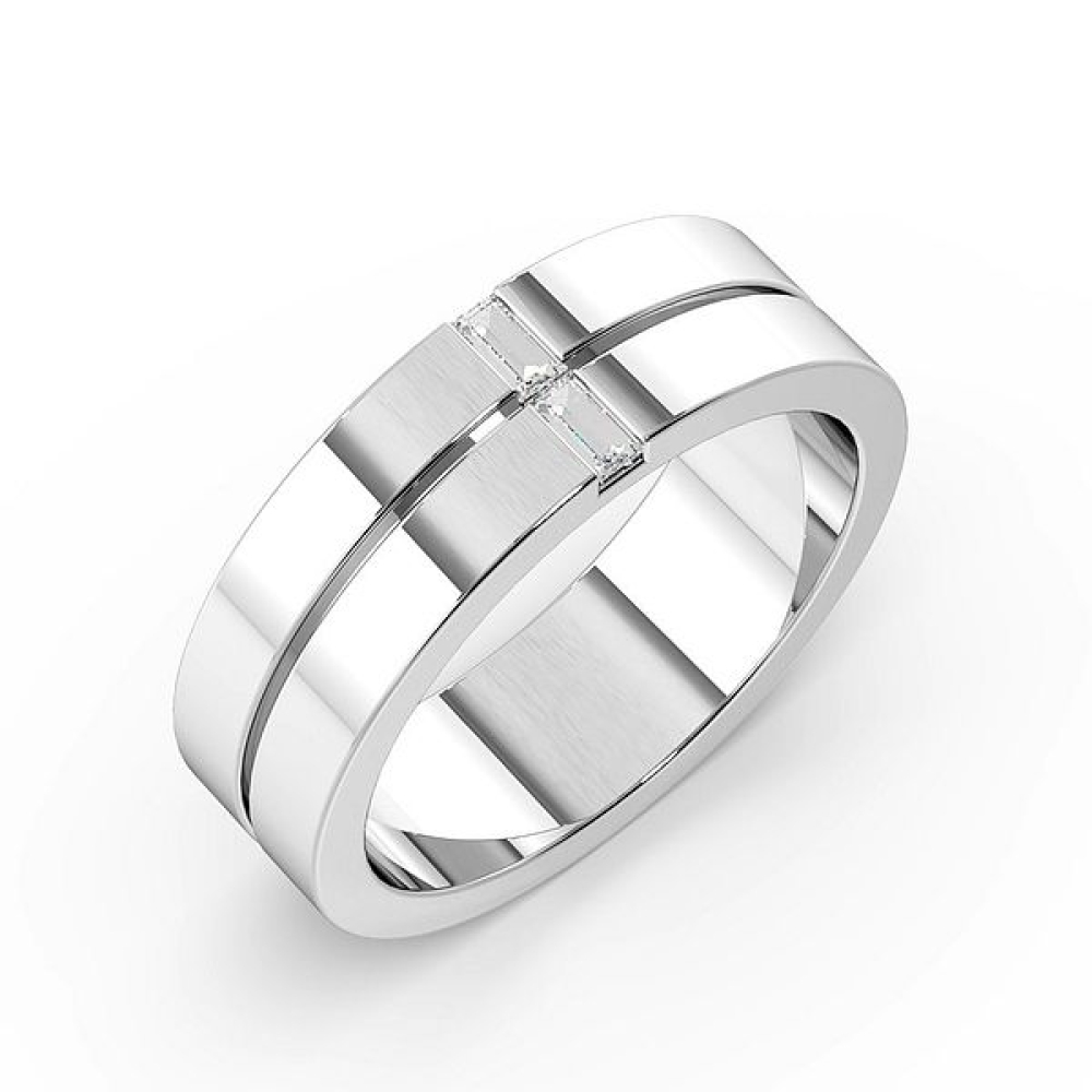 Baguette Channel Set Mens Diamond Wedding Rings (6.0mm)