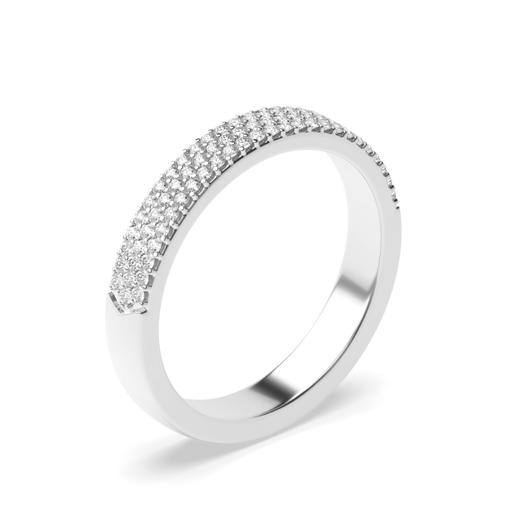 Pave Setting dazzle in 3 Rows Half Eternity Diamond Rings (3.4mm)
