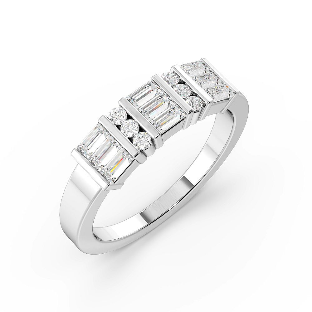 Baguette and Pave Setting Cluster Designer Diamond Rings (5.2mm)