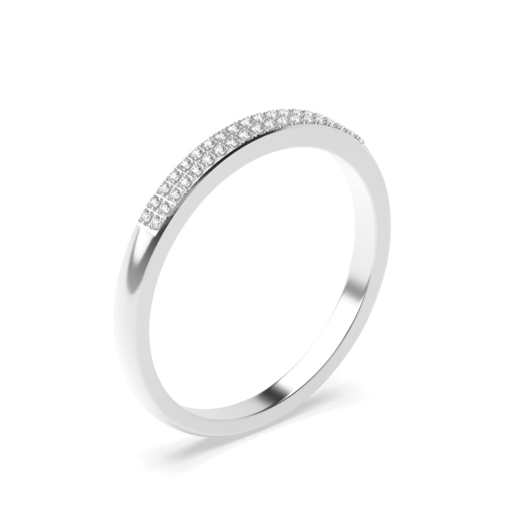 Pave Setting 2 Rows Half Eternity Diamond Rings (2.6mm)