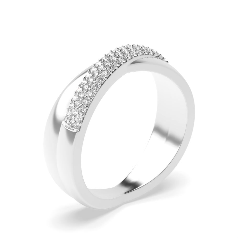 Cross Over 3 Rows Lab Grown Diamond Half Eternity Lab Grown Diamond Rings (5.9Mm)