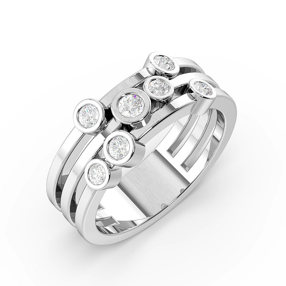 Bezel Setting 7 Diamond Designer Diamond Rings (7.9mm)
