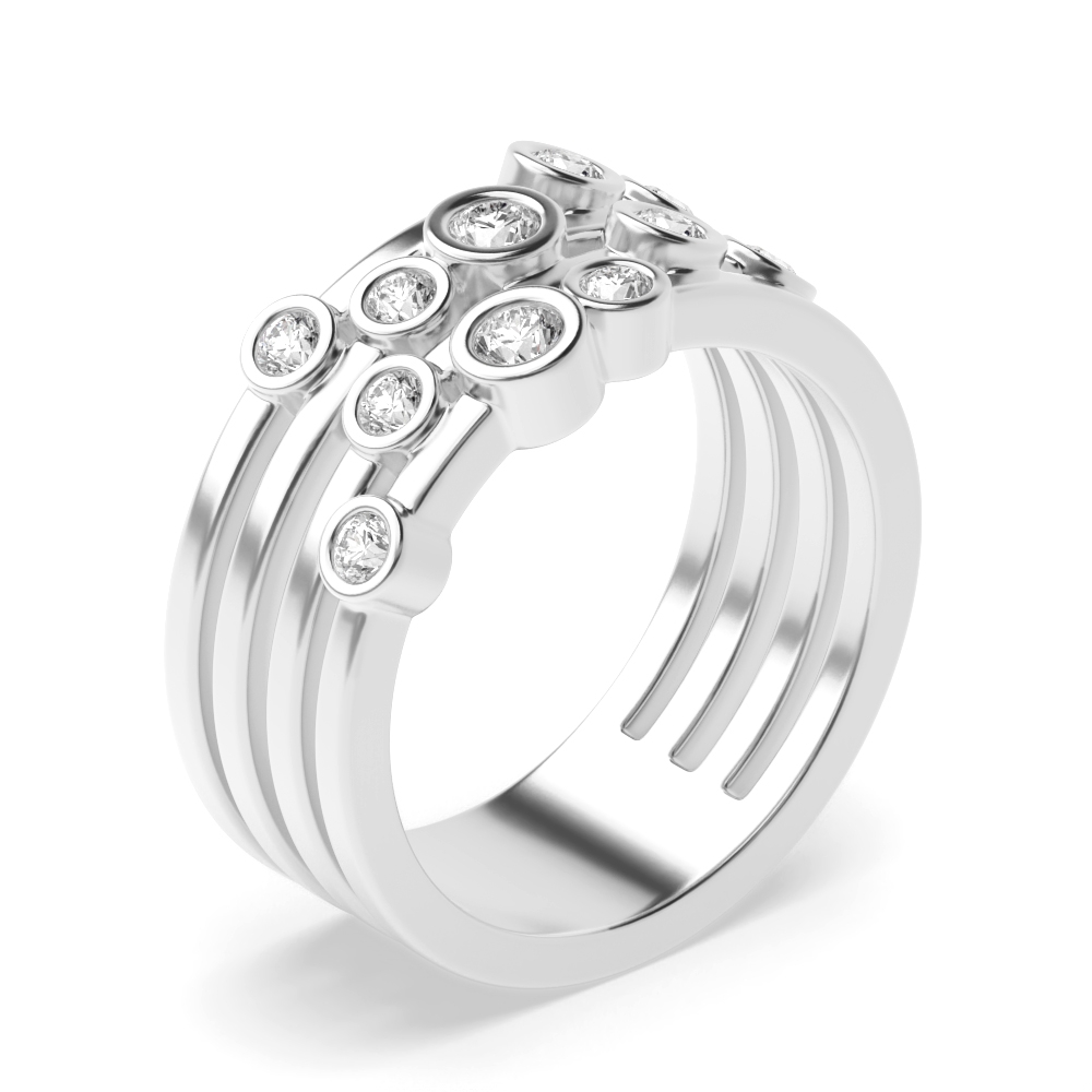Bezel Setting Multiple Diamonds Designer Diamond Rings (9.7mm)